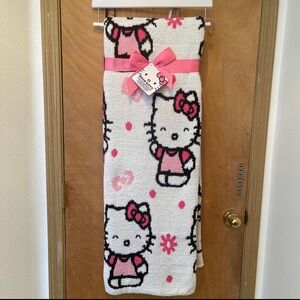 Hello Kitty Super Soft Daisy Bow Pink Throw Blanket Polyester Sanrio New